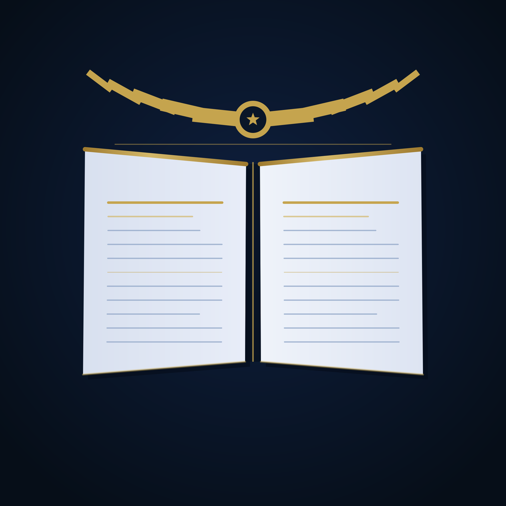 RegBrief app icon: a navy and gold pilot's logbook